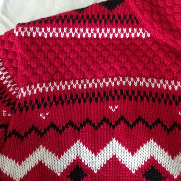 BRECKENRIDGE Sweater Cardigan Women's L Red Fair‎ Isle Full Zip Nordic Snowflake - Picture 5 of 14